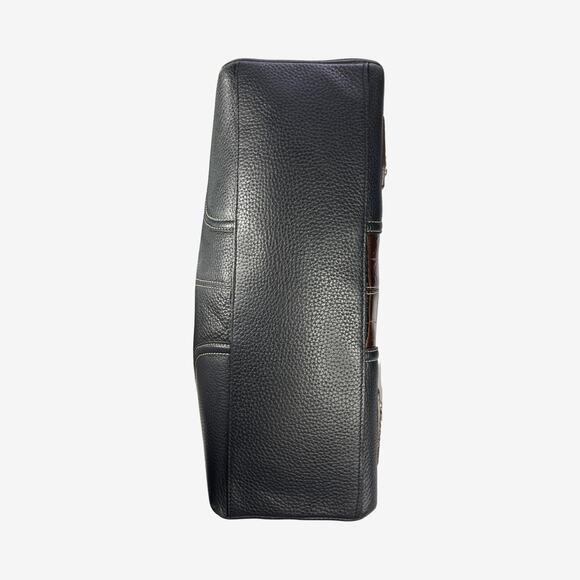 Brighton Croc Embossed Leather Shoulder Tote Bag Brown Black Large Boho Floral - Picture 15 of 15